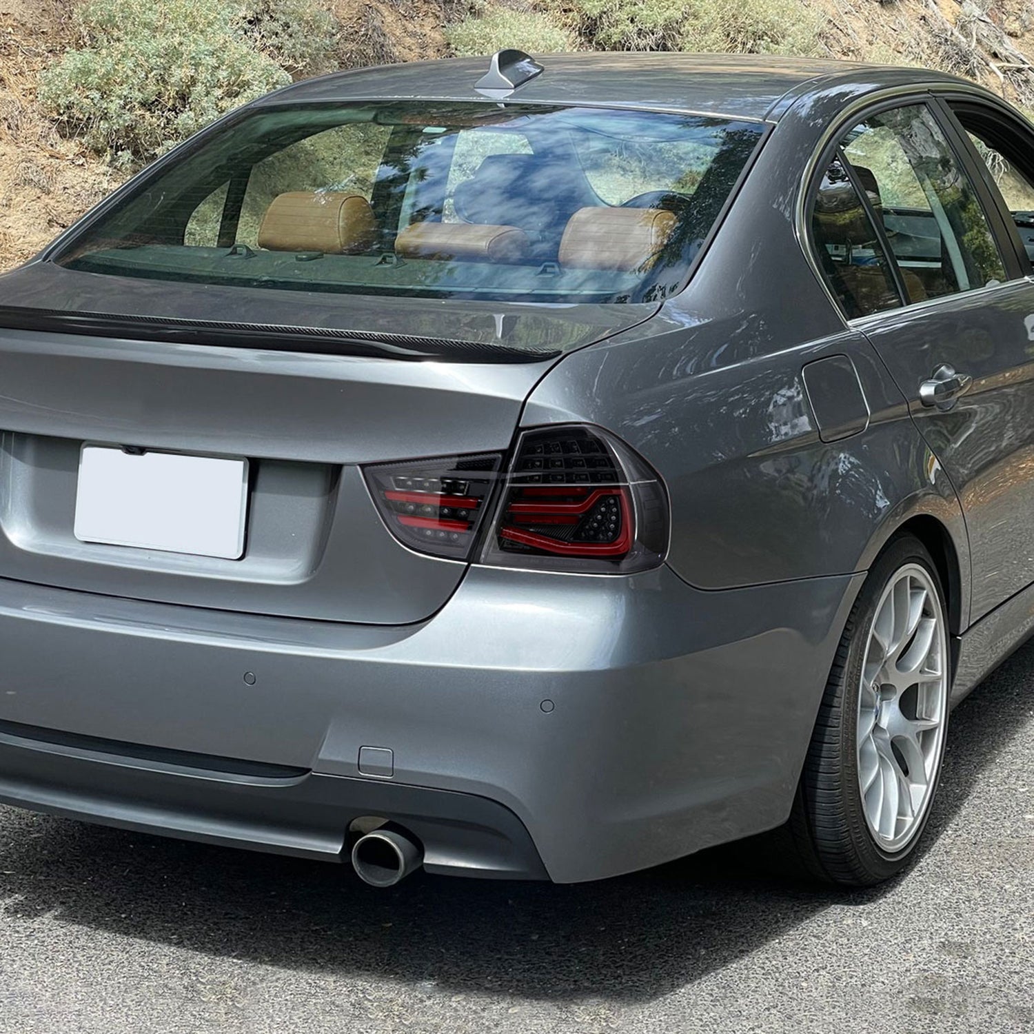 2009-2011 BMW E90 3-Series 4Dr Sedan Red LED Tail Light Jet Black/Clear Lens