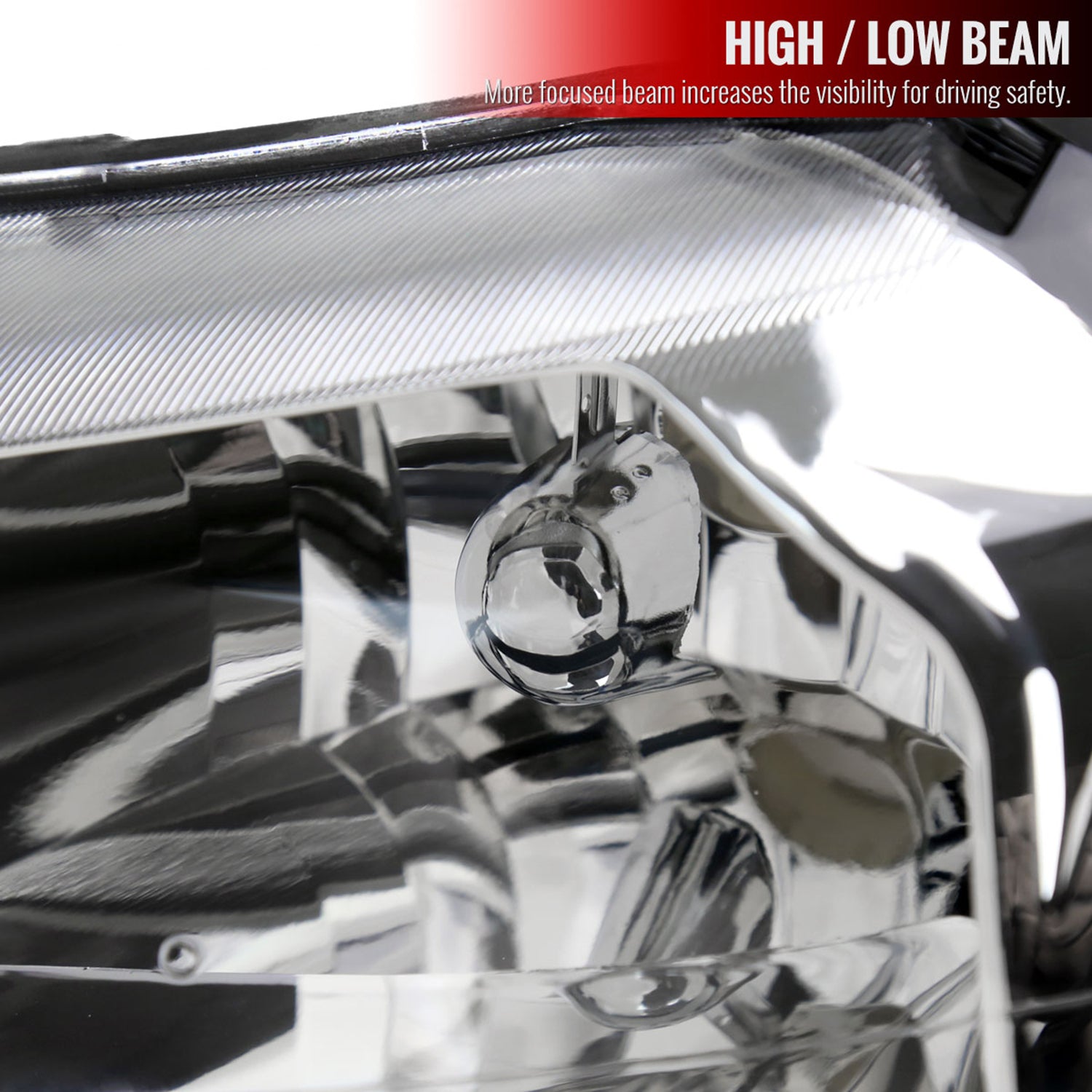 1999-2004 Ford Mustang LED Bar Factory Headlights Amber Reflector Chrome