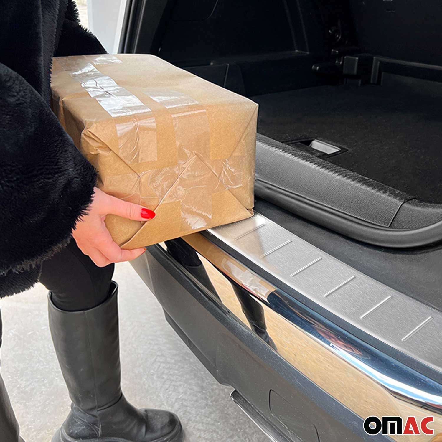 2018-2025 Audi Q5 2.gen FY Rear Bumper Sill Cover Protector Guard Brushed Stainless Steel