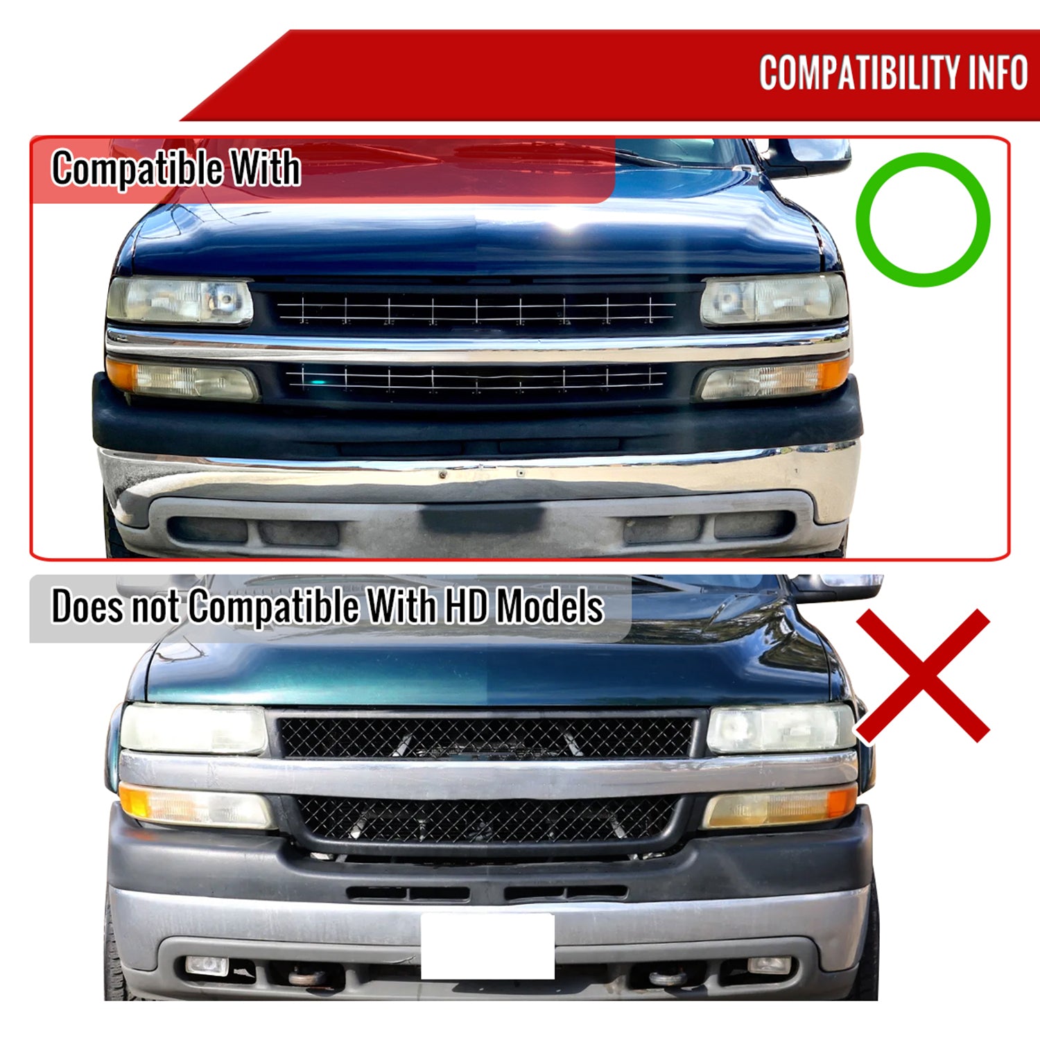 1999-2002 Chevrolet Silverado Black ABS V2 Mesh Grille
