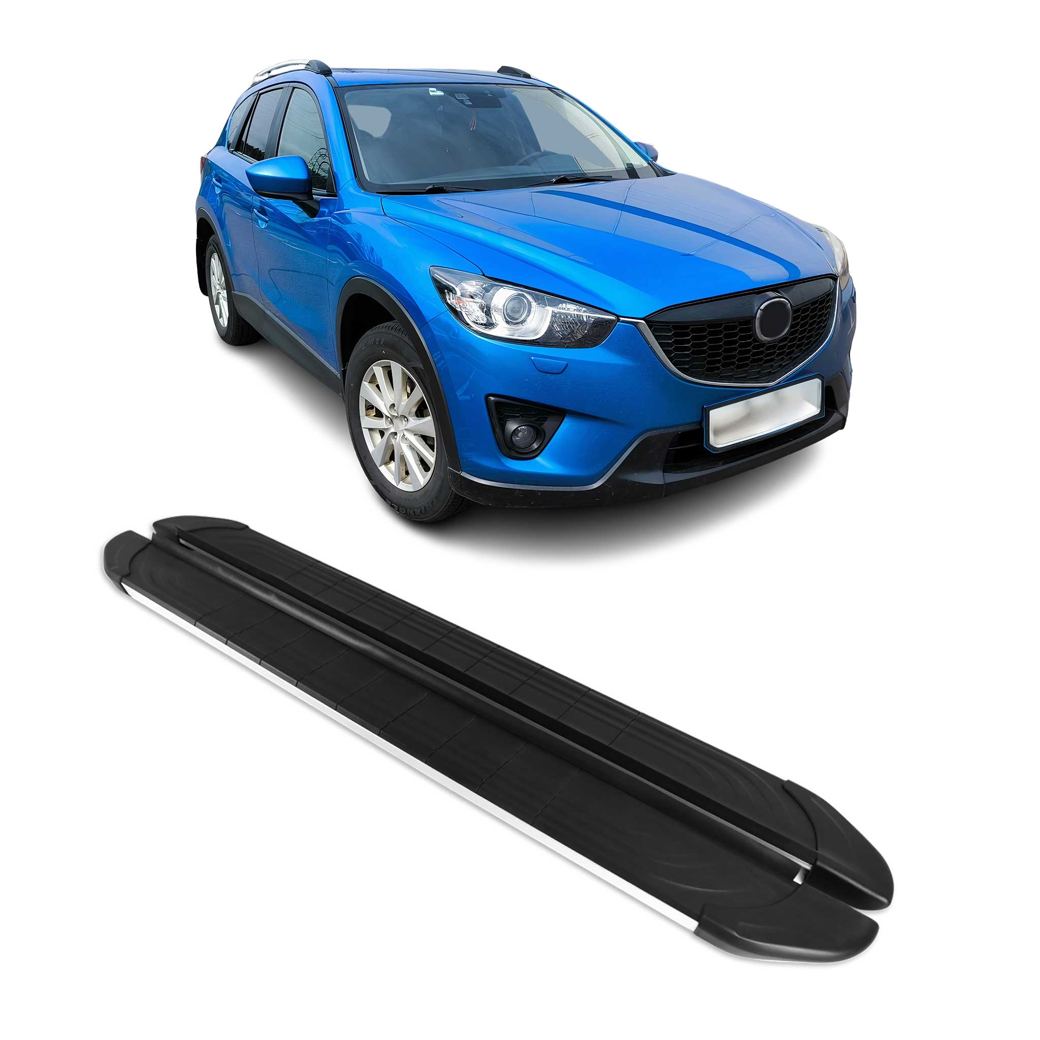 2013-2016 Mazda CX-5 Running Boards Side Steps Silver & Black