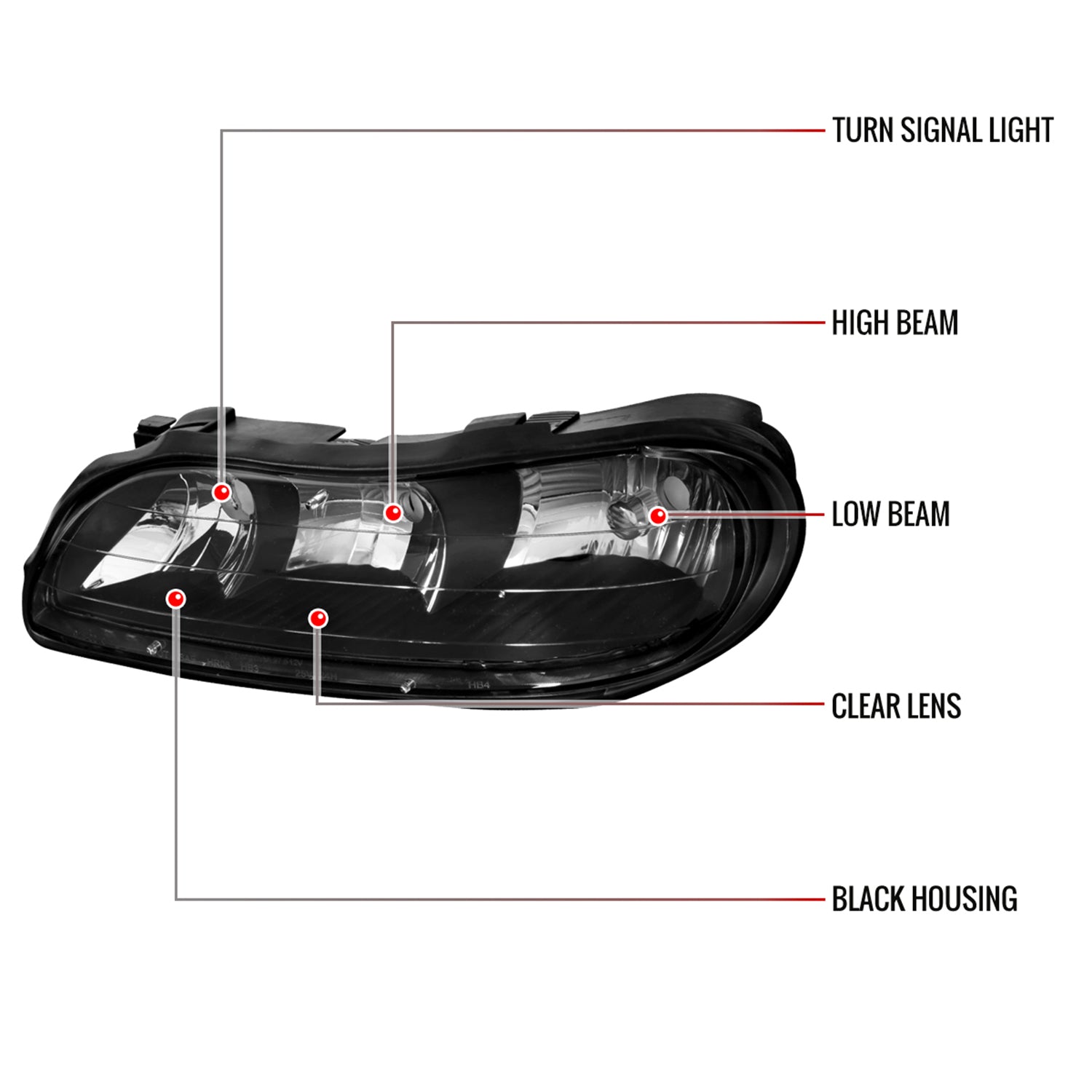 1997-1999 Oldsmobile Cutlass / Chevy Malibu / Classic Factory Headlights Black