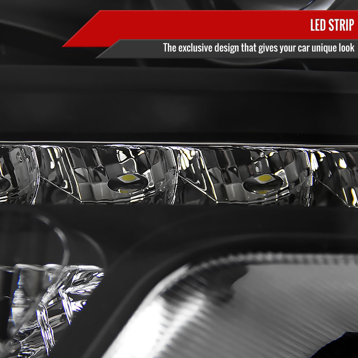 2009-2014 Ford F-150 Projector Headlights w/ LED Light Strip Matte Black/Clear