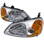 2001-2003 Honda Civic Factory Style Headlights Chrome Housing/Clear Lens