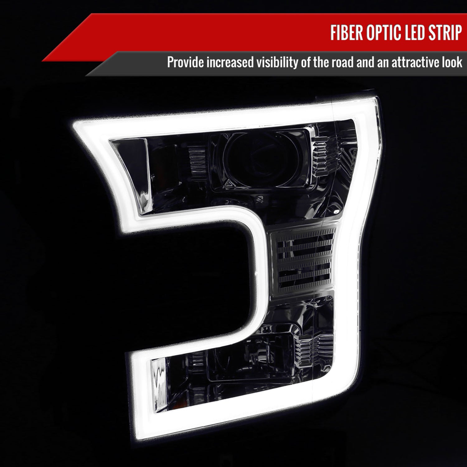 2015-2017 Ford F-150 LED Bar Projector Headlights Chrome Housing/Clear Lens