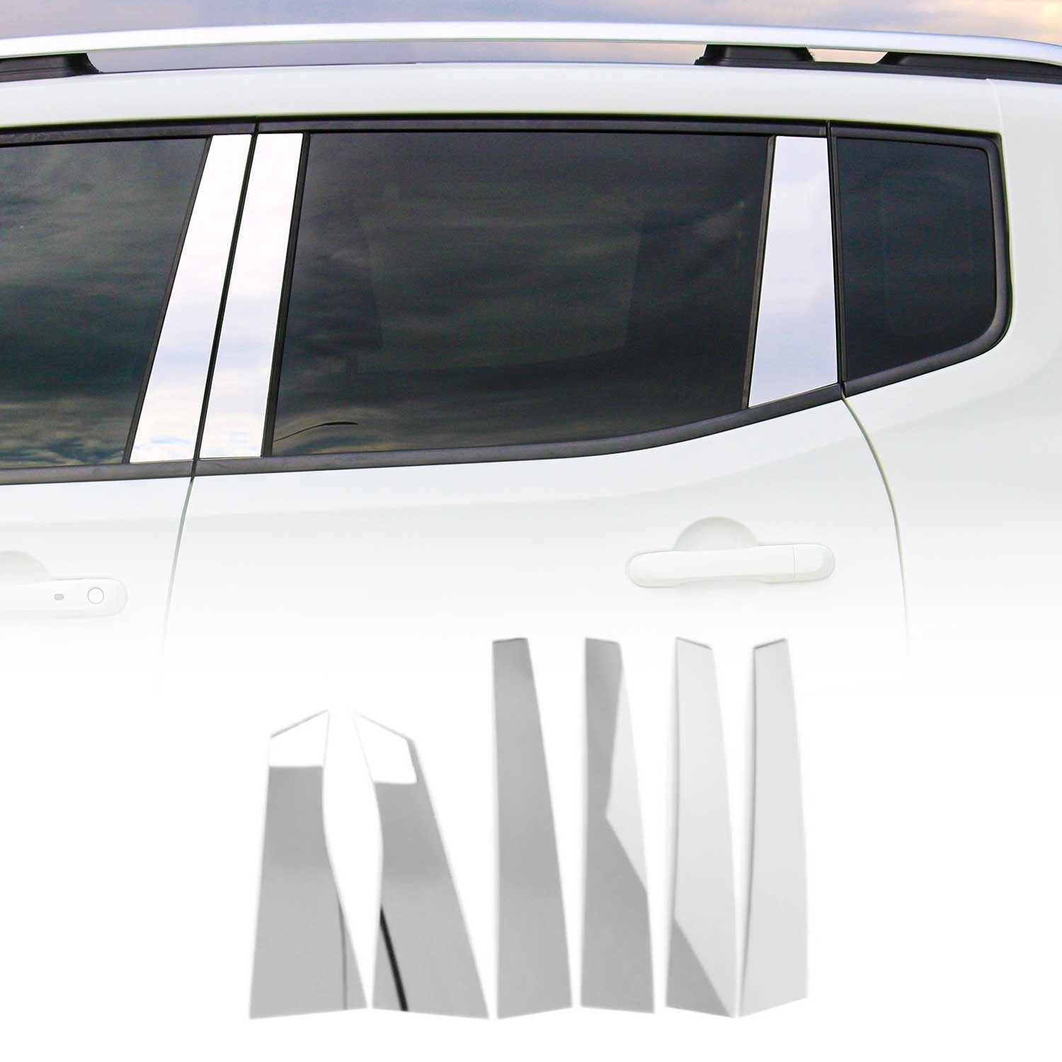 2006-2013 Chevrolet Impala Window B Pillar Posts Door Trim Stainless Steel Silver 6x