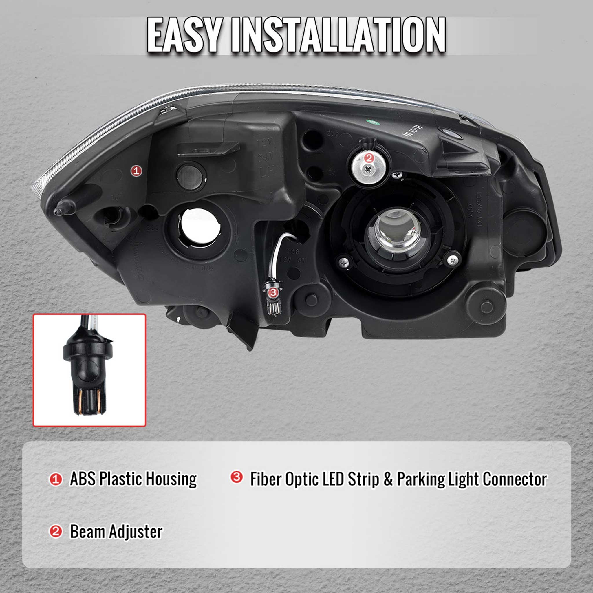 For Chevrolet Cobalt / Pontiac G5 2005-2010 Factory Style Headlights With LED DRL Light Strip Chrome Housing Clear Lens
