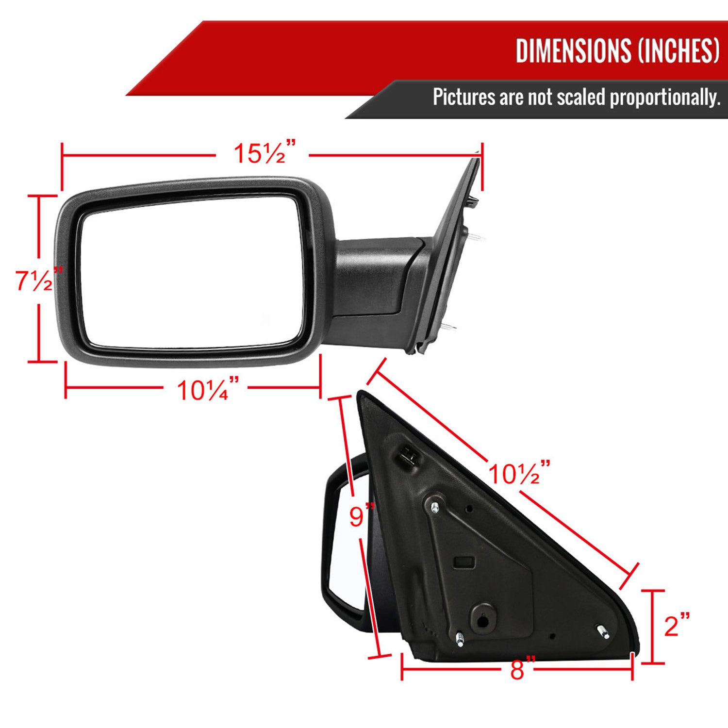 2009-2018 Dodge RAM 1500 /RAM 1500 Classic Black Manual Side Mirror Driver