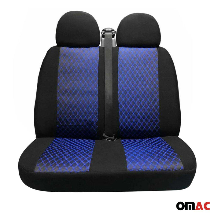 Front Car Seat Covers for Mercedes Sprinter W906 W907 2006-2024 Black & Blue 2+1