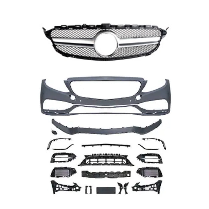 For Mercedes W205 C-Class 2019-21 AMG Style Front Bumper Conversation Kit W/PDC