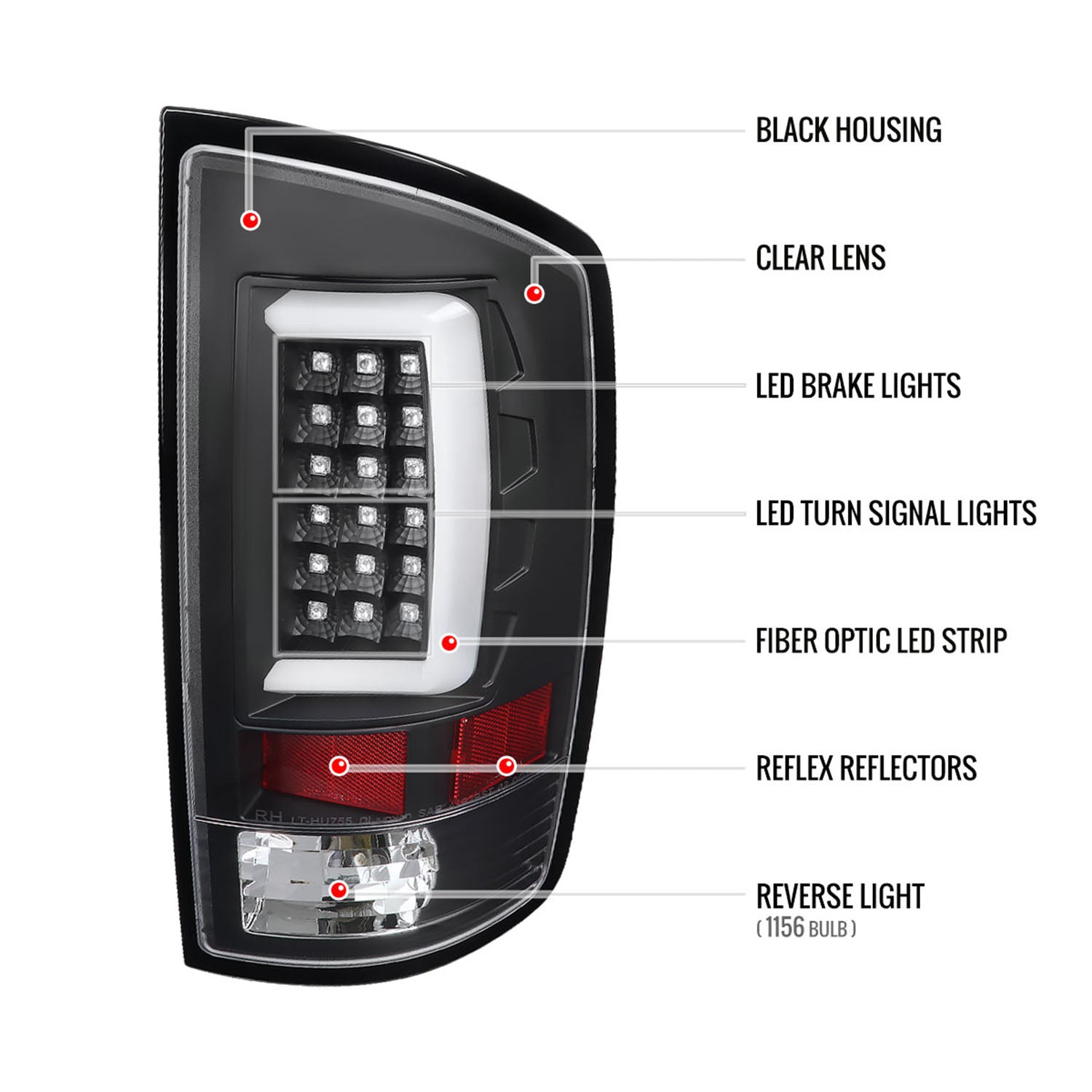 2002-2006 Dodge RAM 1500 2500 3500 LED Tail Lights -G2 Matte Black/Clear Lens