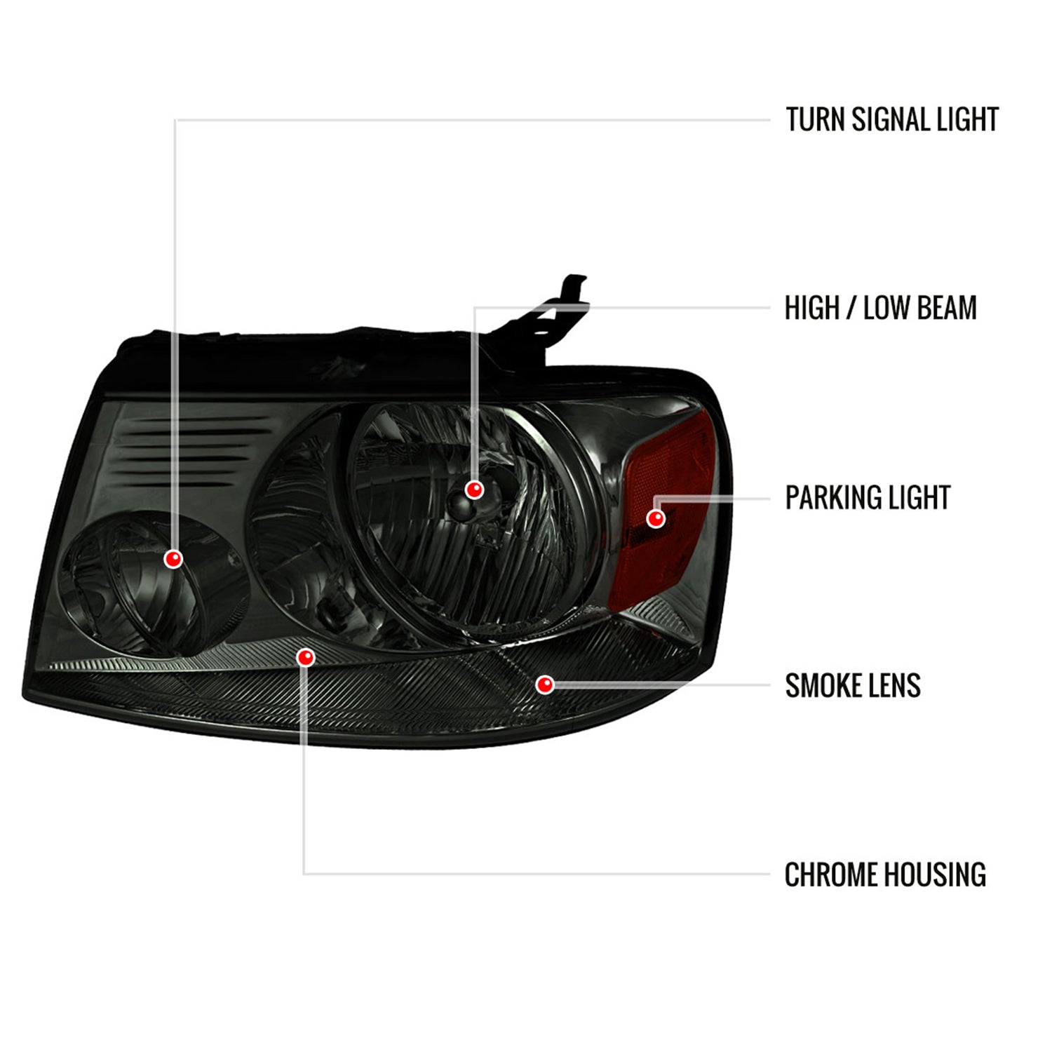 2004-2008 Ford F-150/ Lincoln Mark LT Replacement Headlights Amber & Chrome