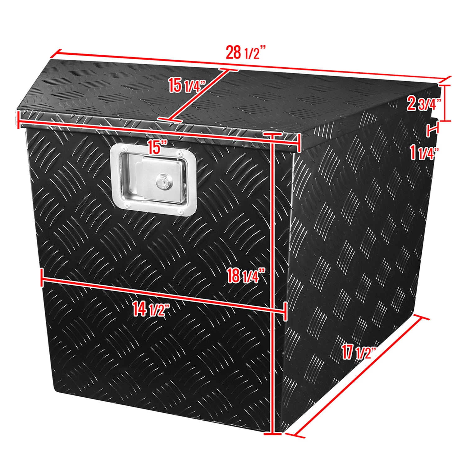 Universal 15~29" Heavy Duty Black Truck Trailer Tongue Tool Box w/ Lock & Keys