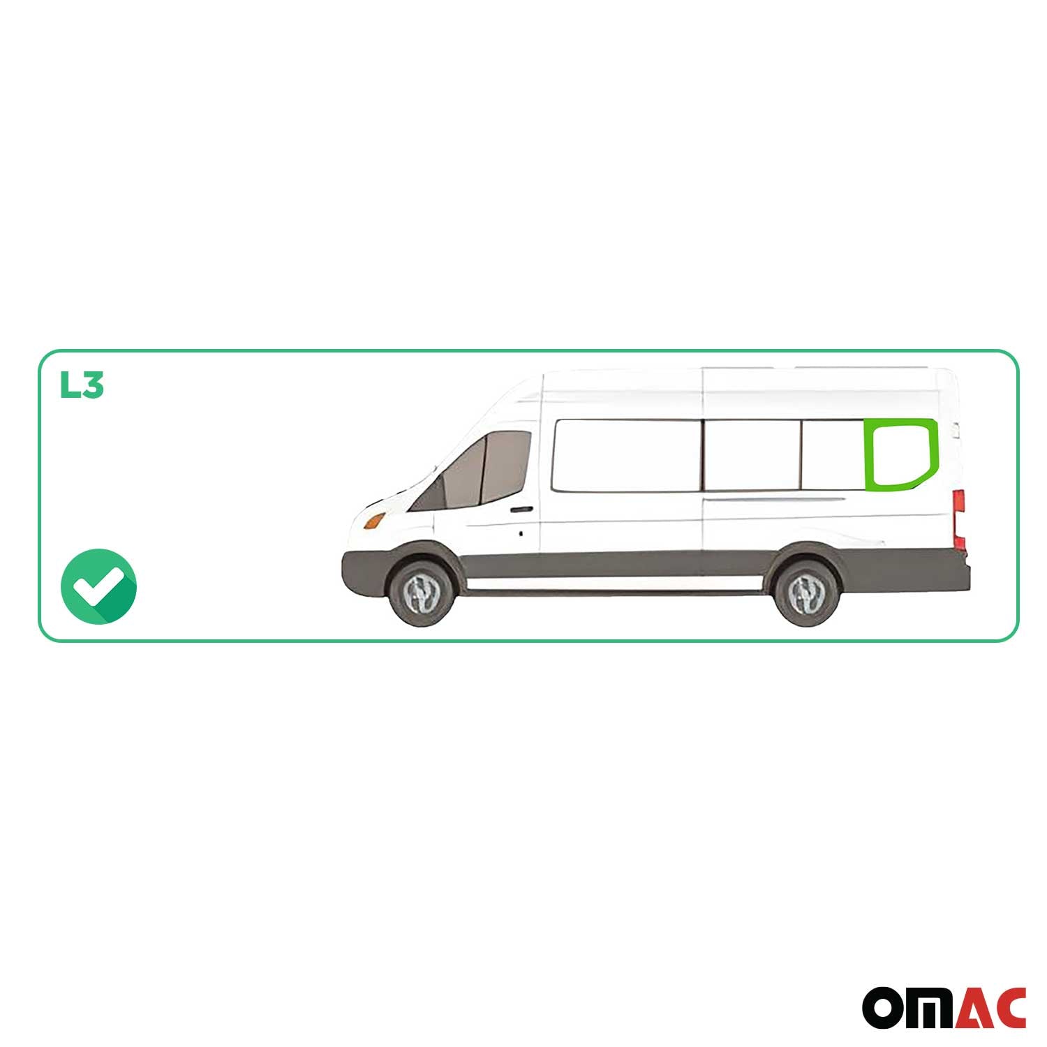 2015-2025 Ford Transit Window Glass Mid-High Roof Rear Left Side L3 Black