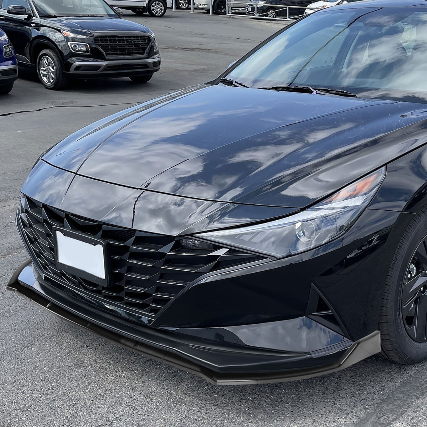 2021-2022 Hyundai Elantra Glossy Black 3Pcs Front Bumper Lip Splitter Kit