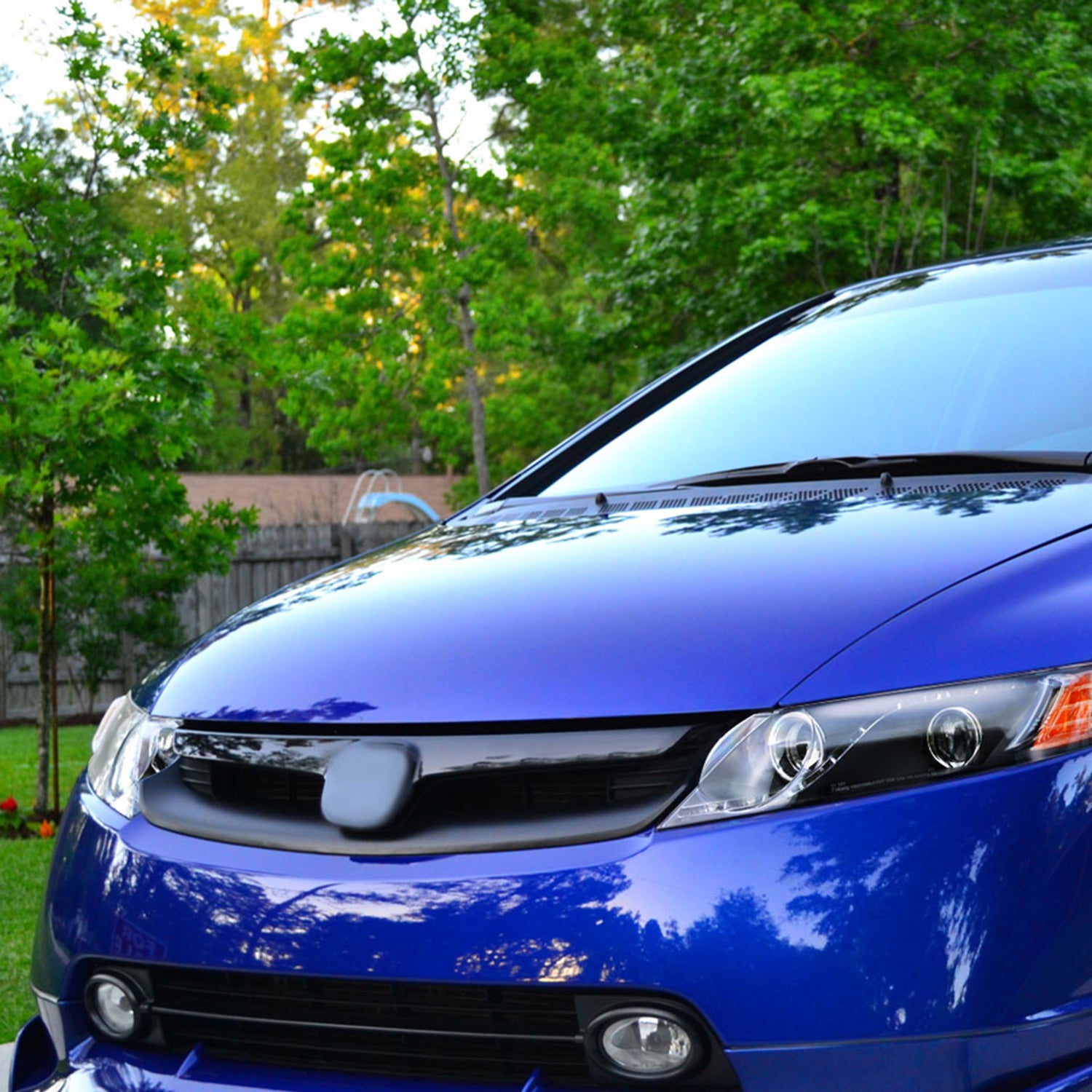 2006-2011 Honda Civic Sedan Projector Headlights R8 LED Light Strip Matt Black