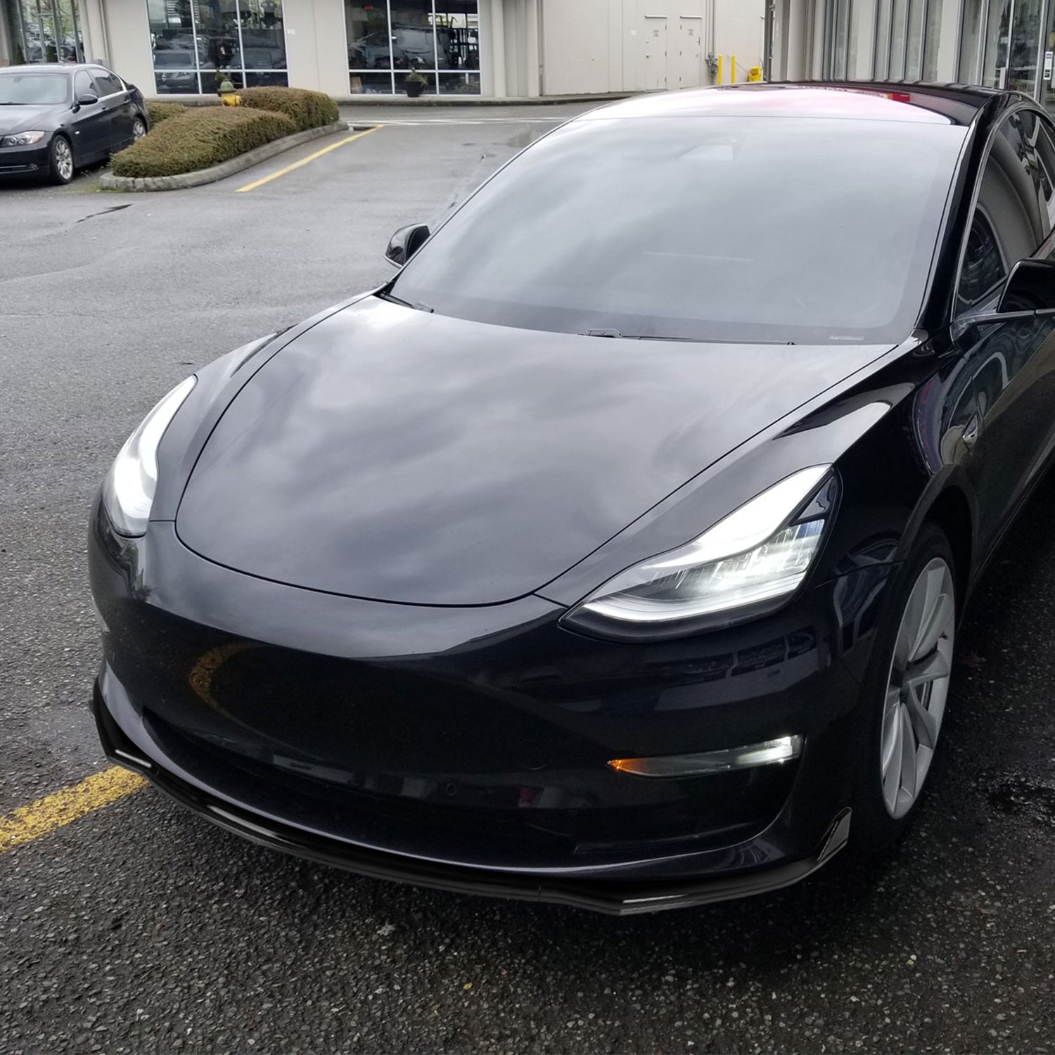2017-2020 Tesla Model 3 Glossy Black Polypropylene 3Pcs Bumper Lip
