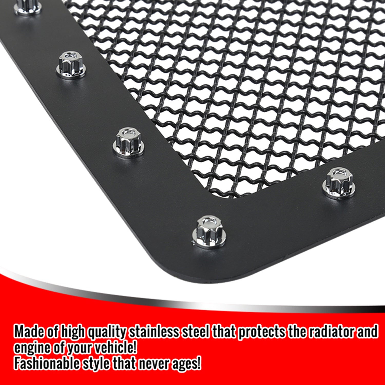 2013-2018 Dodge RAM 2500/3500 Rivet Style Black S.Steel Mesh Grille Insert