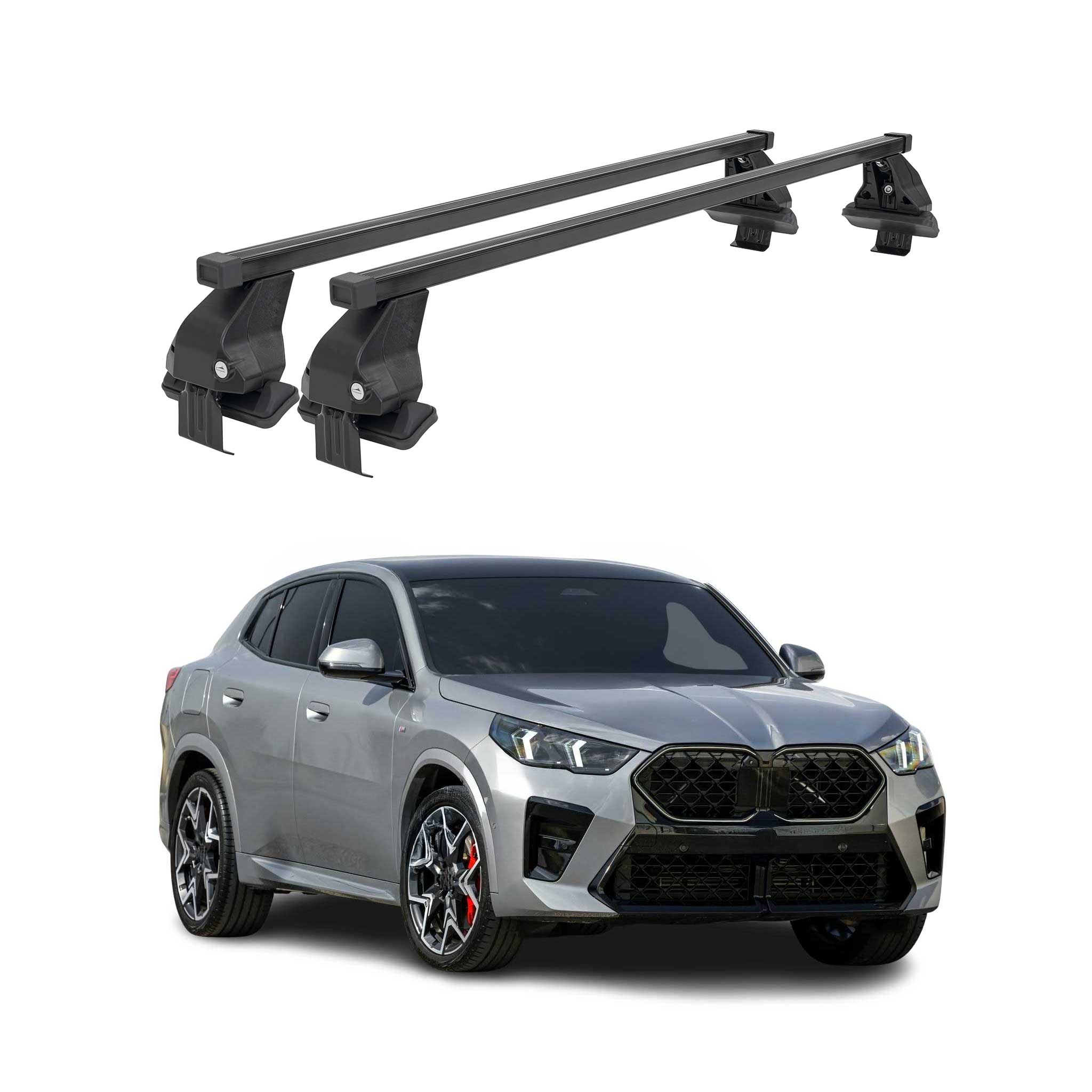 Top Roof Racks Cross Bars Luggage Carrier for BMW X2 U10 2023-25 Steel Black 2x