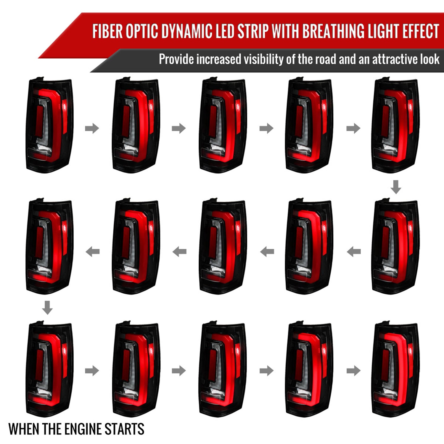 2007-2014 Chevy Tahoe/Suburban/Yukon/Denali LED Signal Tail Lights Jet Black