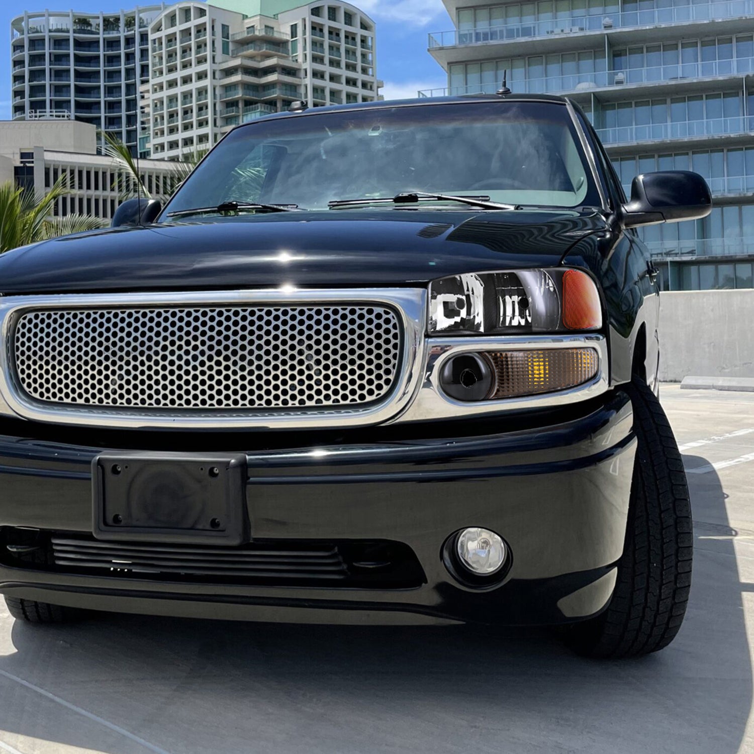 1999-2006 GMC Sierra 1500/2500/3500 Yukon/ XL Headlights&Bumper Lights Black