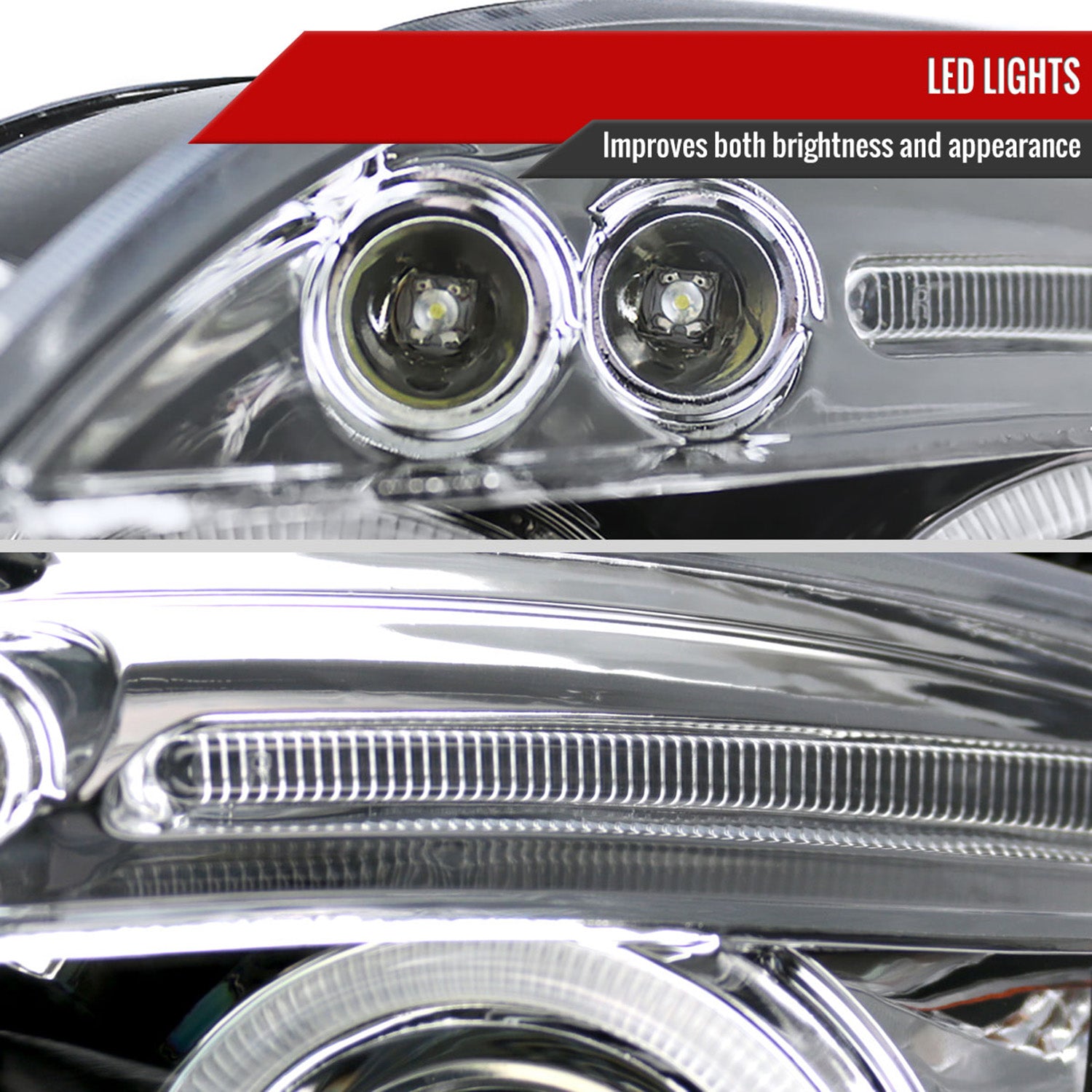 2006-2011 Mitsubishi Eclipse Dual Halo Projector Headlights Chrome/Clear Lens