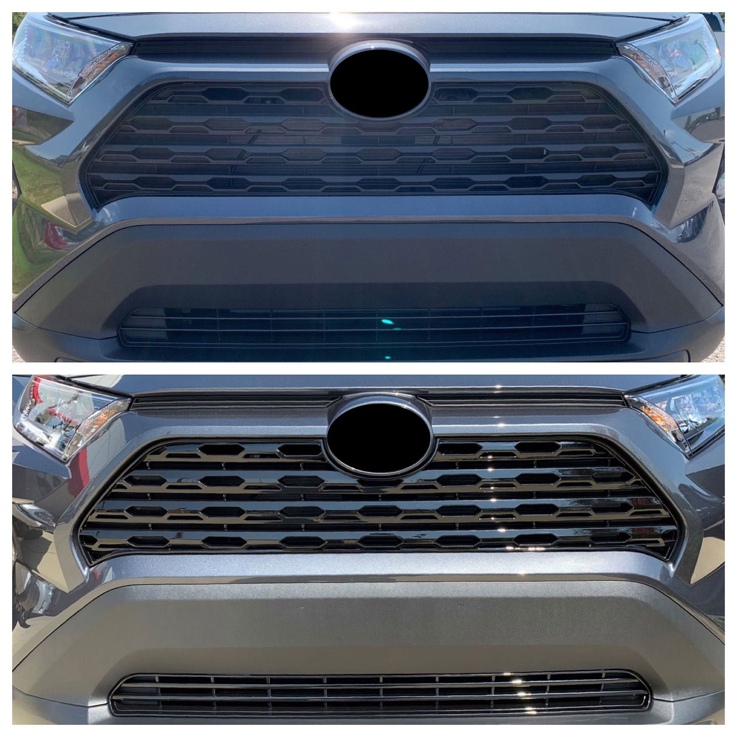 2019-2024 Toyota RAV4 Grille Overlay Gloss Black 2Pcs ABS Plastic