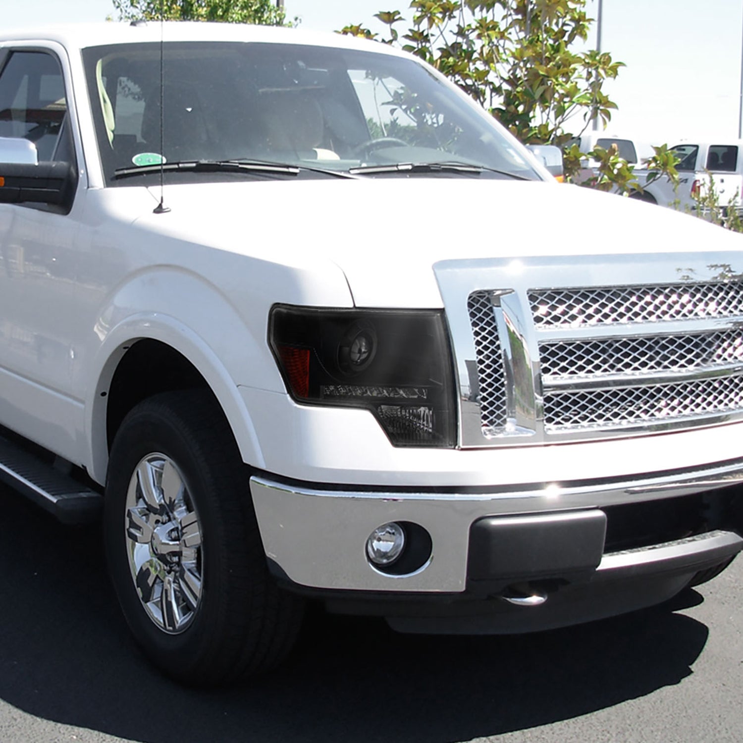 2009-2014 Ford F-150 Projector Headlights w/ LED Light Strip Black/Smoke Lens