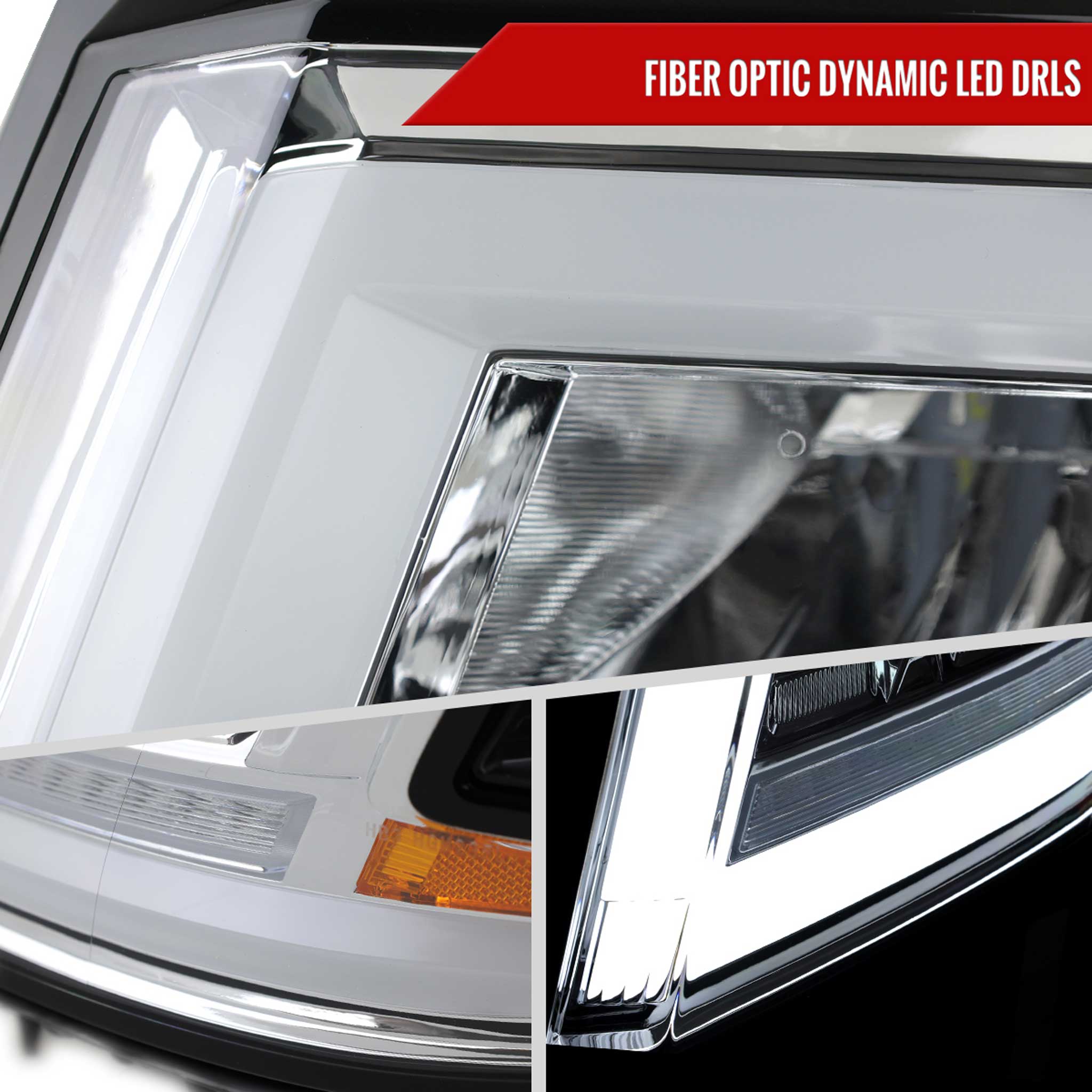 For Chevrolet Tahoe 2015-2020 Full LED DRL Sequential Headlights Chrome Housing Clear Lens