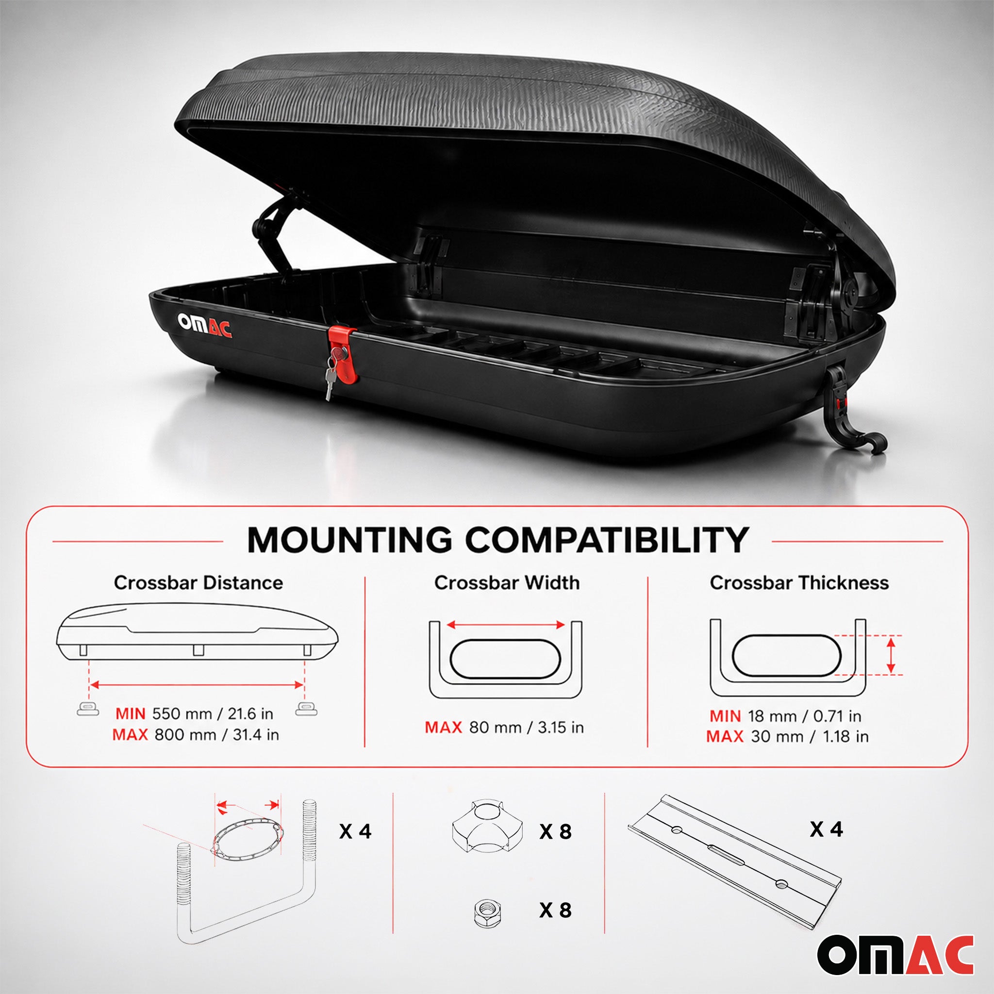 Roof Cargo Box 11.3 Cubic Feet Carbon Fiber Textured
