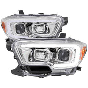 2016-2023 Toyota Tacoma Switchback LED C-Bar Projector Headlights Chrome/Clear
