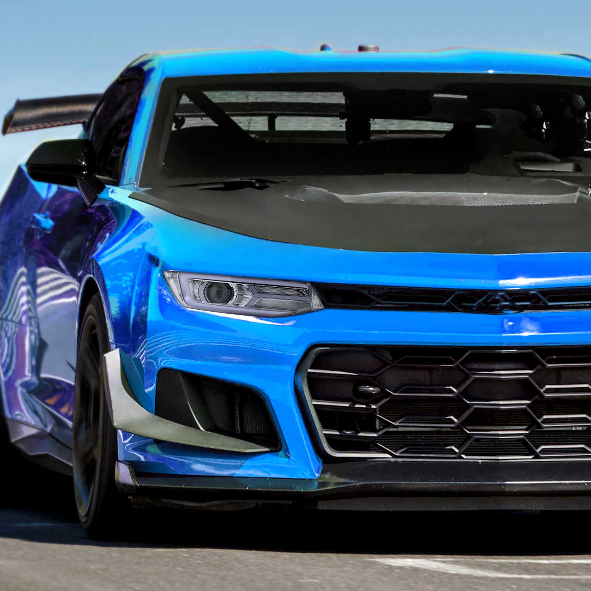 For Chevrolet Camaro 2016-2018 LED Strip Projector Headlights Turn Signal Lights Chrome Housing Clear Lens