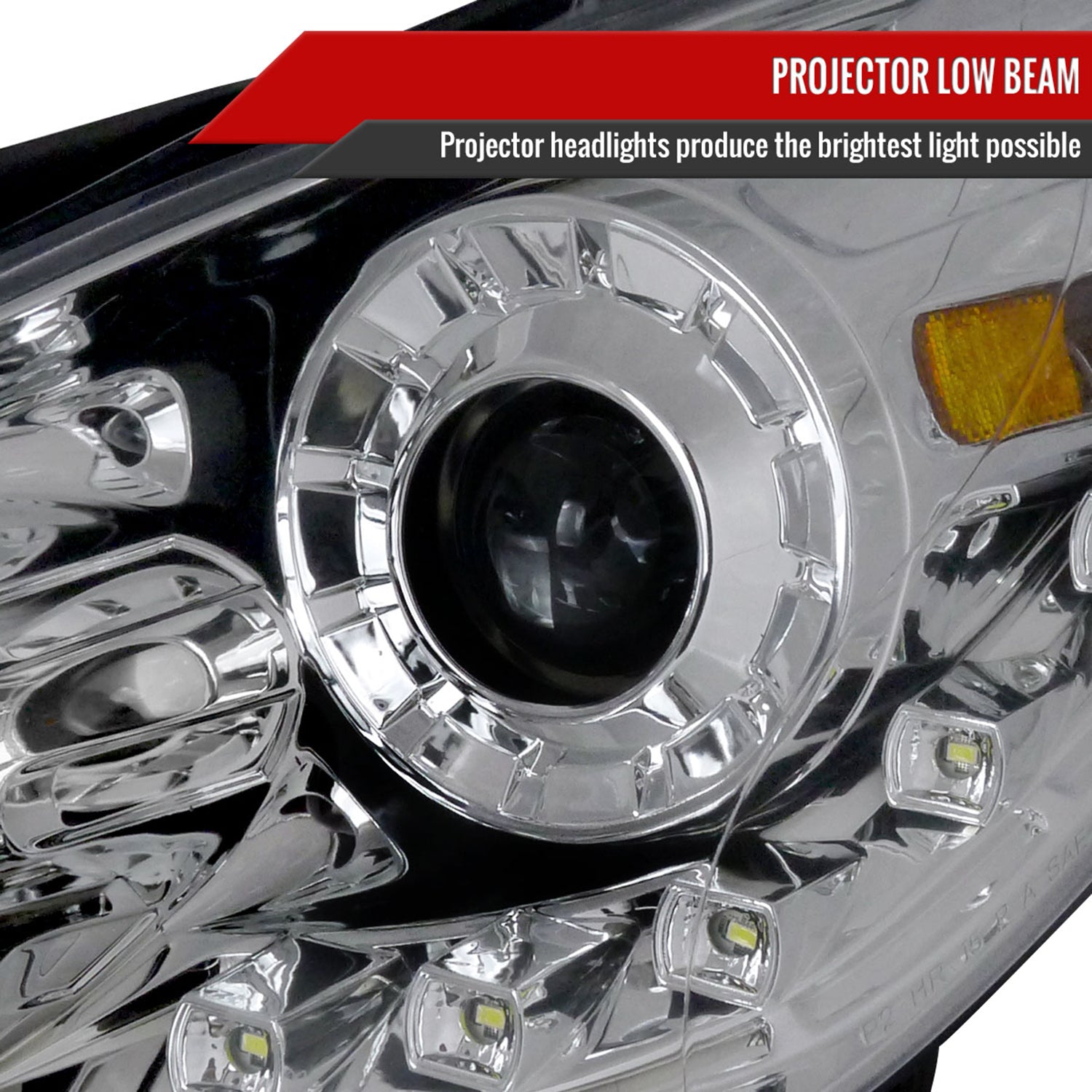 2011-2014 Hyundai Sonata Projector Headlights SMD LED Light Strip Chrome/Clear