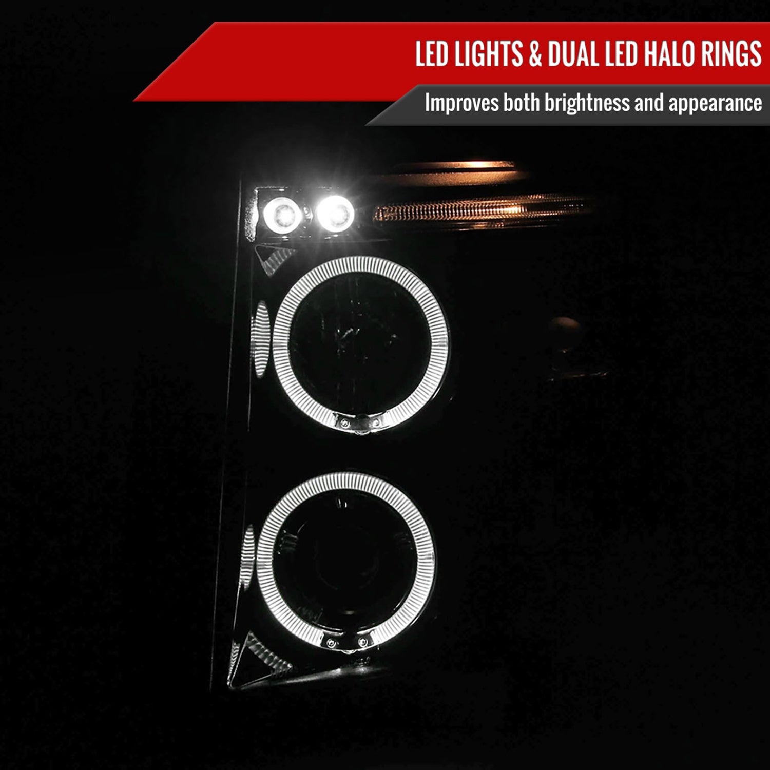 2007-2013 Chevy Silverado 1500 2500HD 3500HD Dual Halo Headlights Black