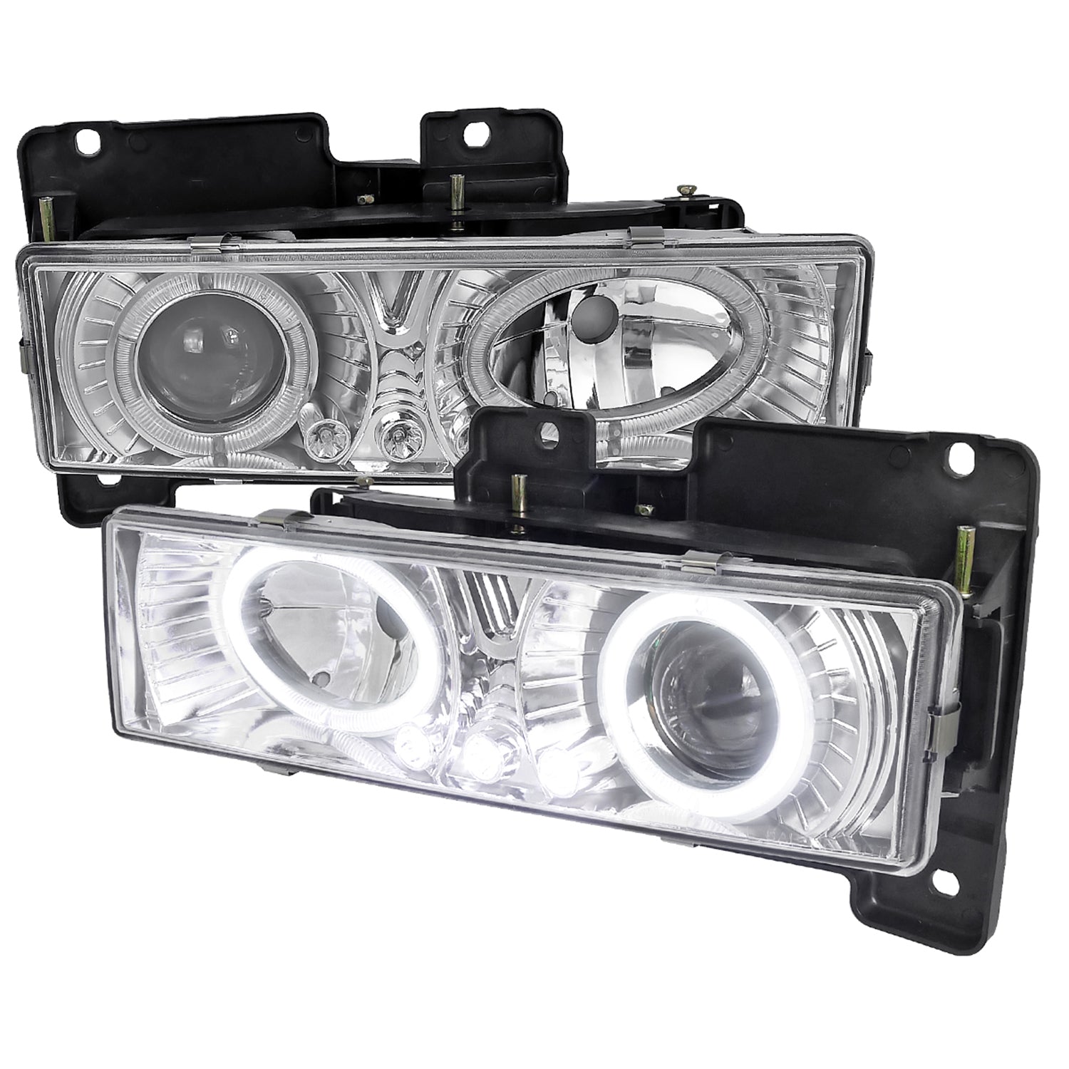 1988-1999 Chevy C/K C10/Blazer/Tahoe/Yukon Dual Halo Headlights Chrome