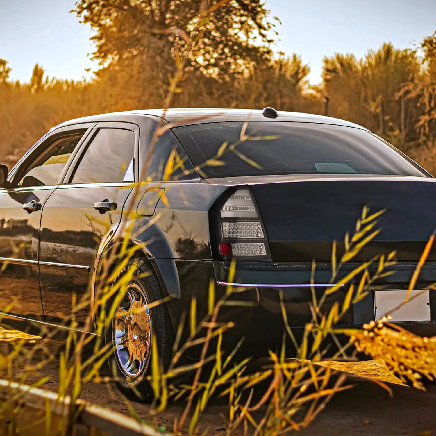 2005-2007 Chrysler 300C LED Tail Lights Matte Black Housing/Clear Lens