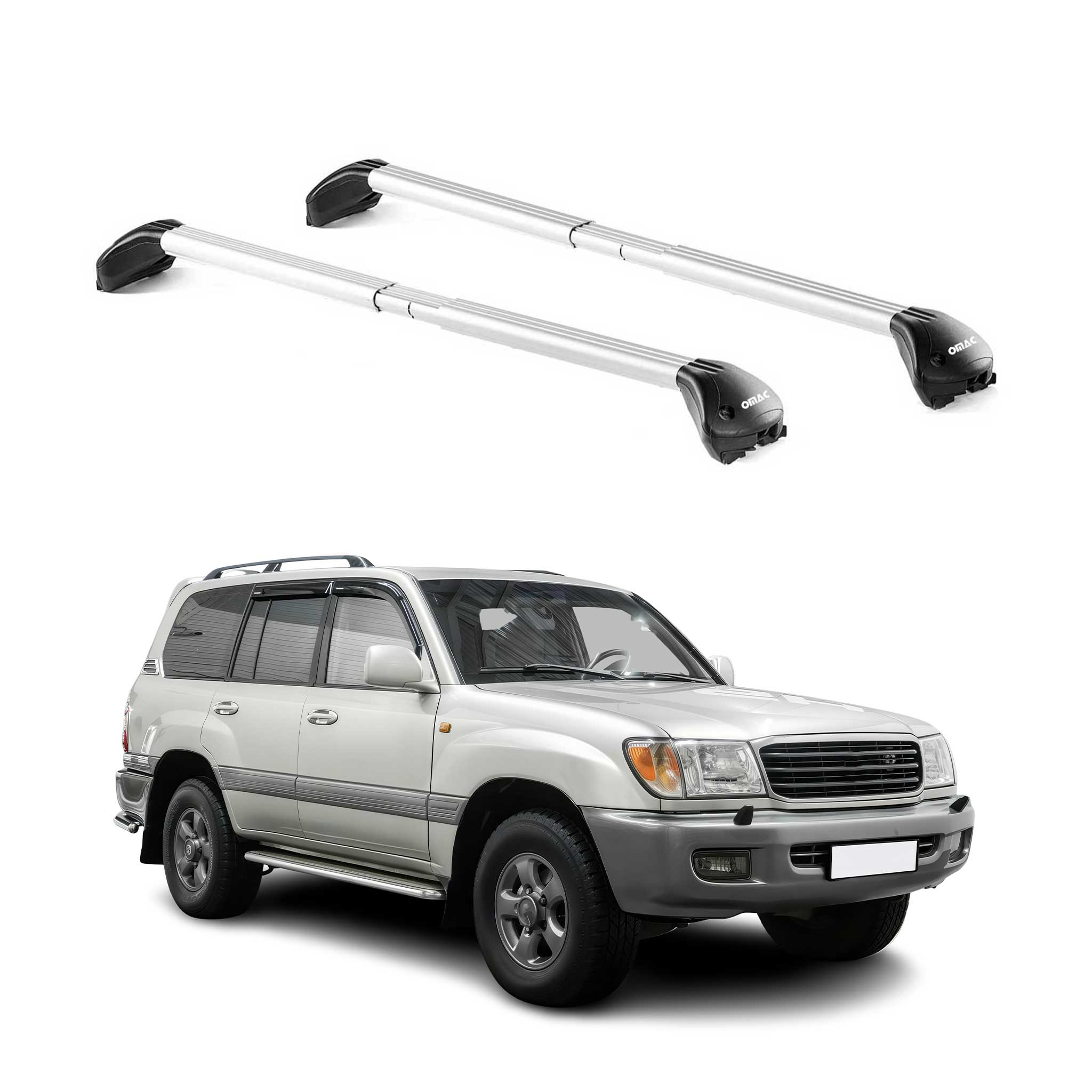 1990-1997 Toyota Land Cruiser Roof Rack Cross Bars Silver