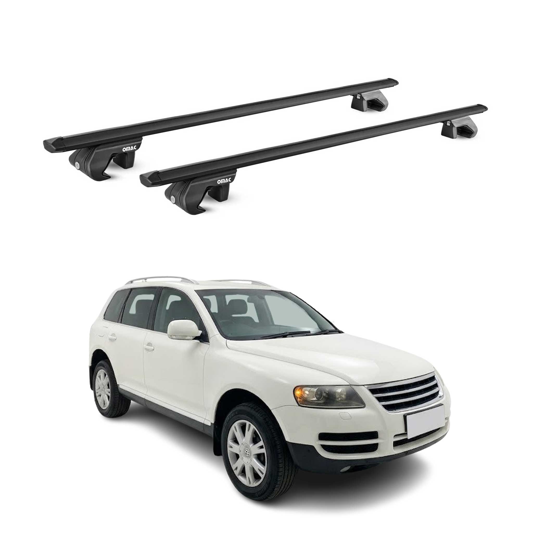 Roof Rack Cross Bars Carrier for Volkswagen Touareg 1.gen 2004-2010 Black 2Pcs