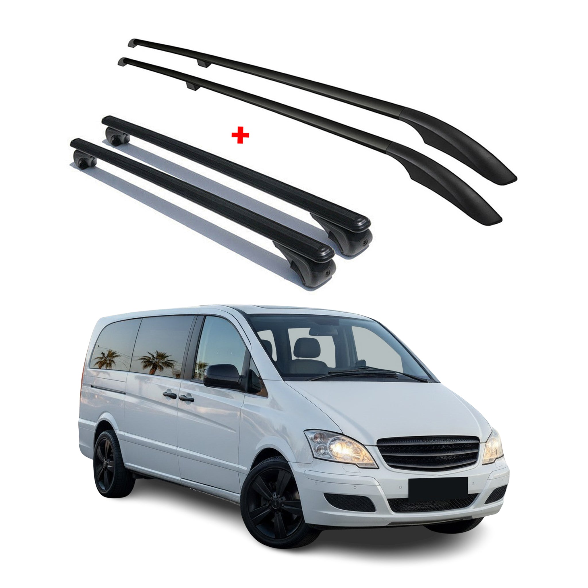 2003-2014 Mercedes Vito W639 L2 Roof Racks & Roof Rack Rails Black
