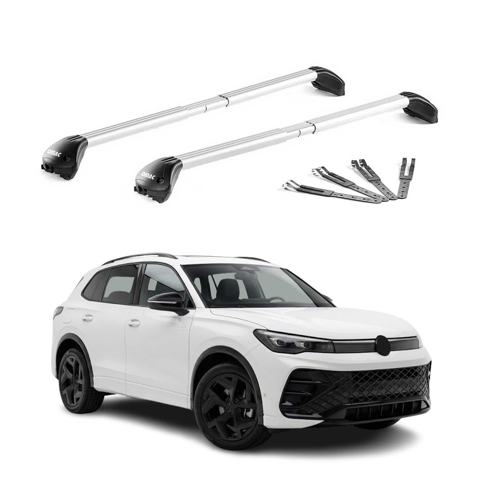 Roof Rack Cross Bars Carrier for Volkswagen Tiguan 3.gen 2024-2026 Alu Silver
