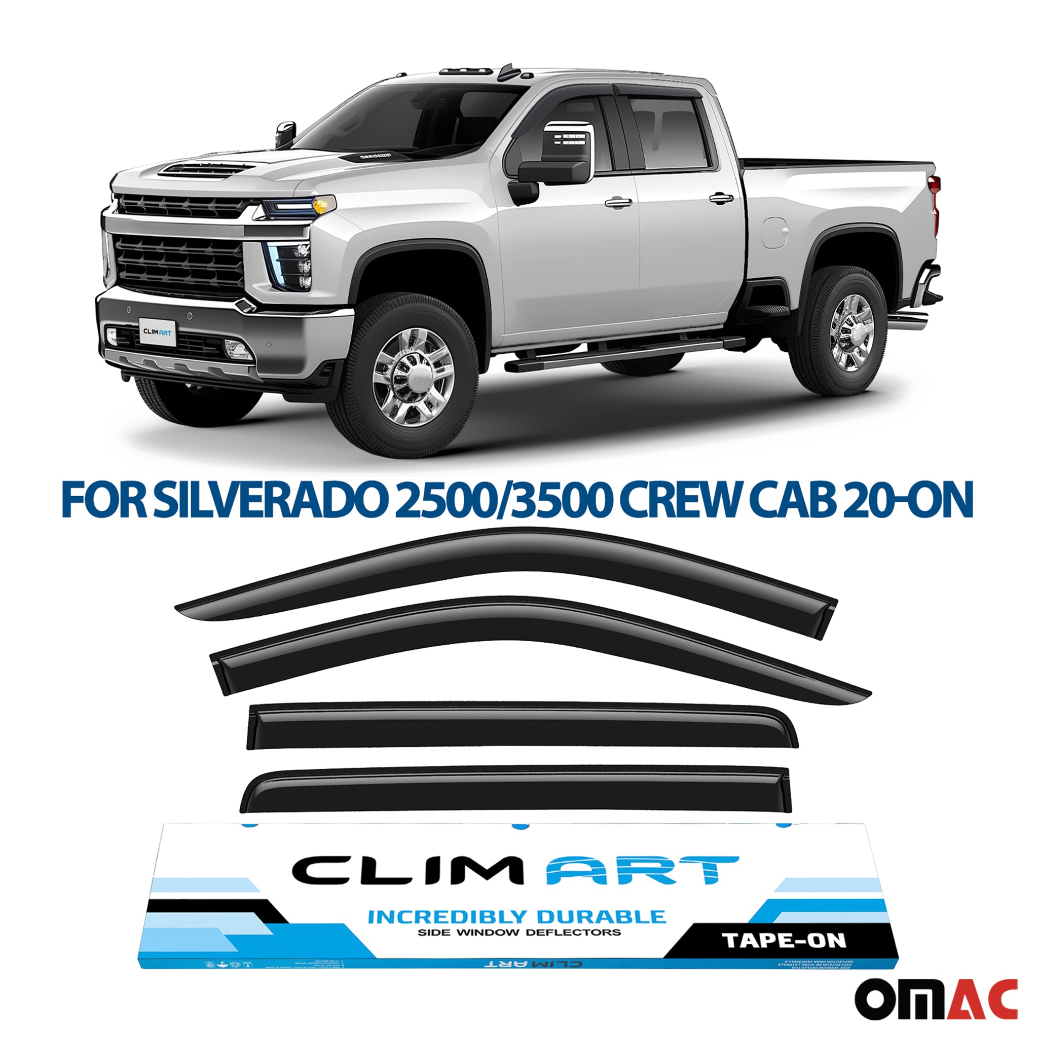 Clim Art Wind Deflectors for Chevrolet Silverado 2500 2020-2025 Crew Cab 4x