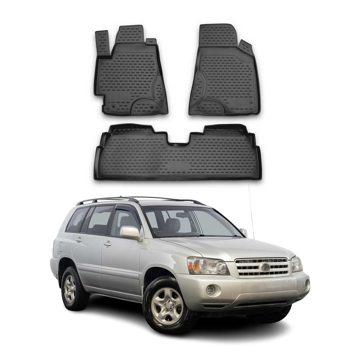 2001-2007 Toyota Highlander Floor Mats Liners Full Set All Weather Bla ...