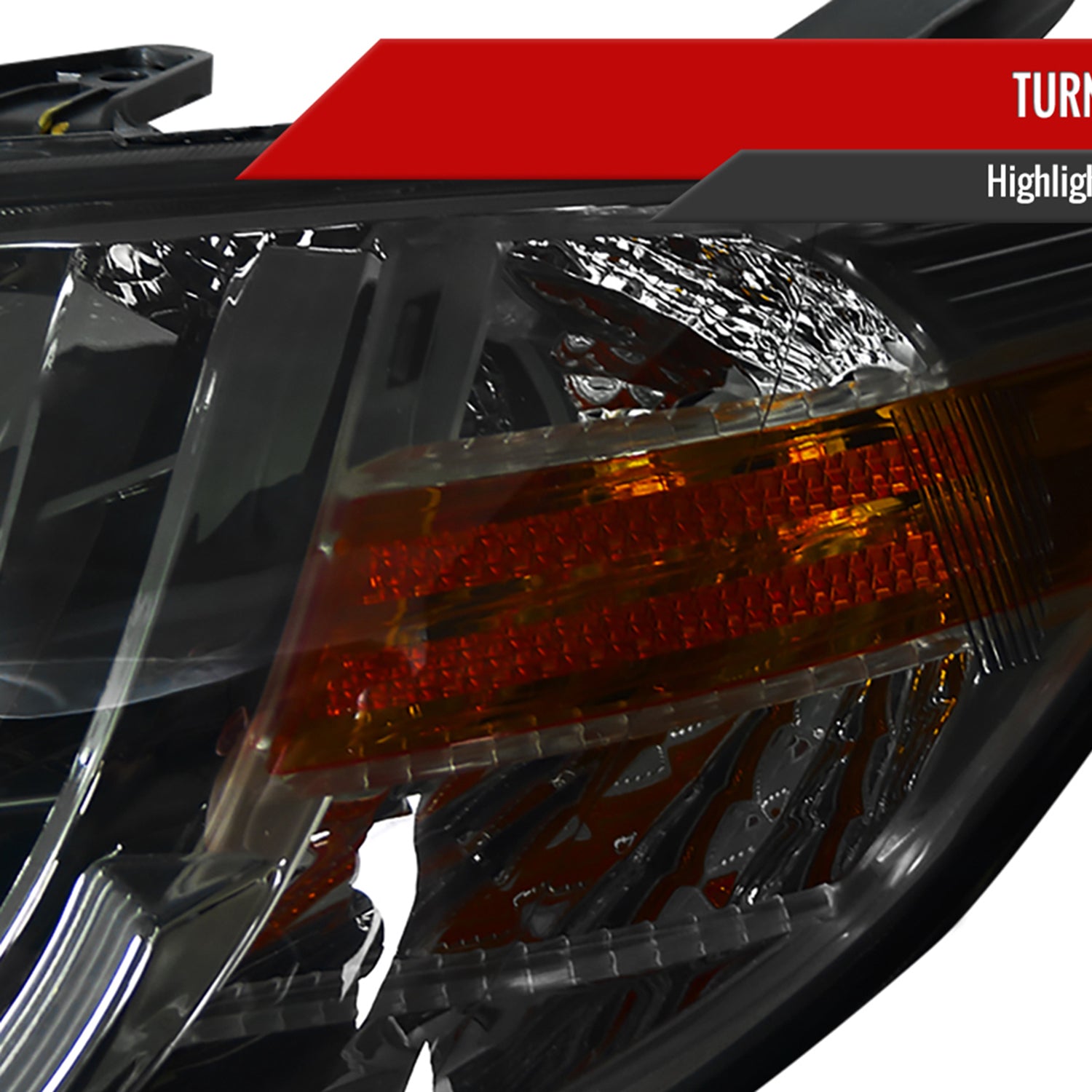 2004-2005 Honda Civic Projector Headlights w/R8 LED Light Strip Chrome/Smoke