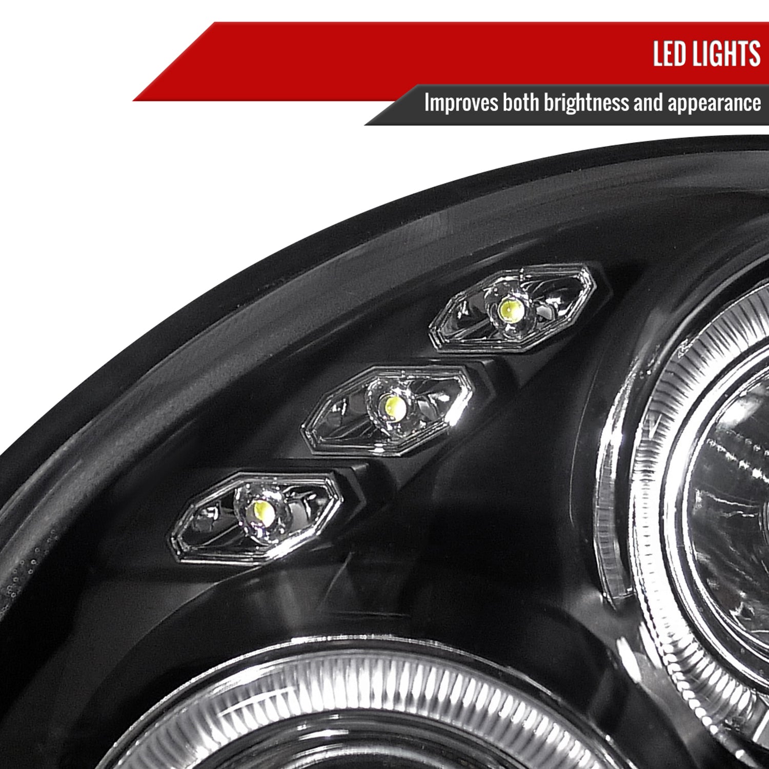 2002-2003 Subaru Impreza Dual Halo Bug Eye Projector Headlights Matt Black