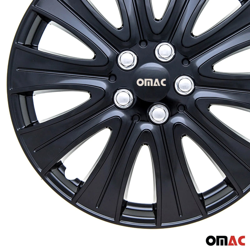 Pisa Hub Caps Wheel Cover 16" Gloss Black & Grey Full Set 4 pcs.