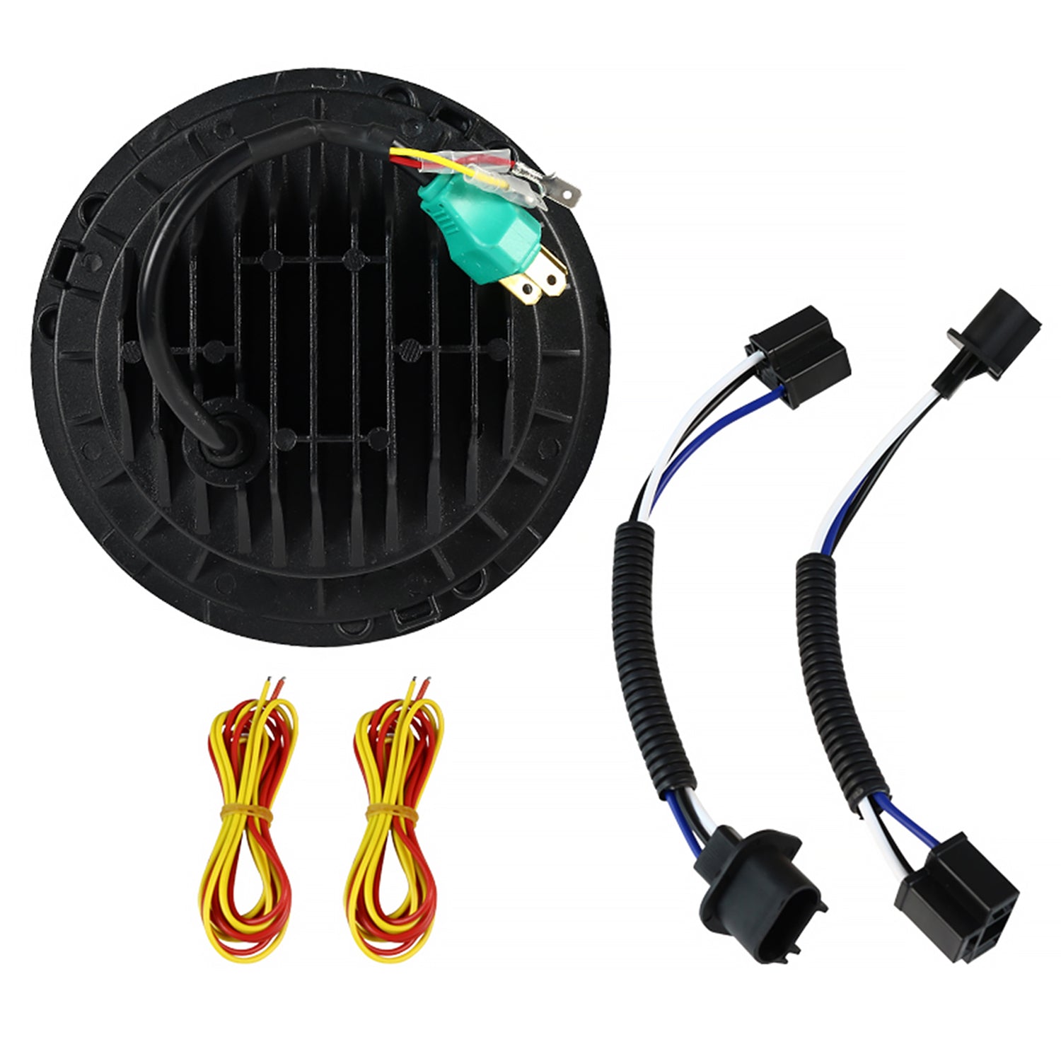 Universal 7" Round Cree LED Halo Projector Headlights - 2PC Matte Black/Clear