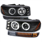 1999-2006 GMC Sierra/ Yukon/Yukon XL Dual Halo Headlights LED Matte Black