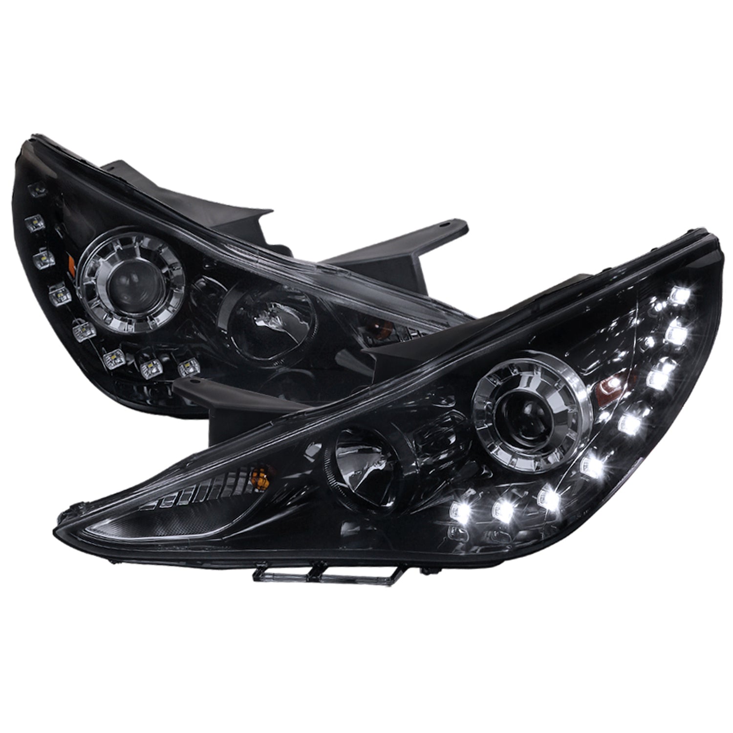 2011-2014 Hyundai Sonata Projector Headlights SMD LED Light Strip Black/Smoke