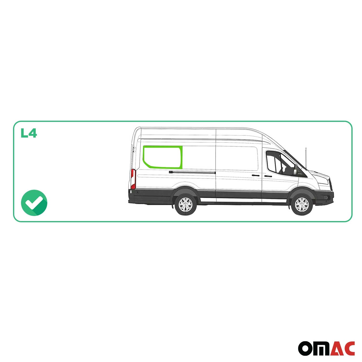 2015-2025 Ford Transit Window Glass Mid-High Roof Right Side Rear L4 Black