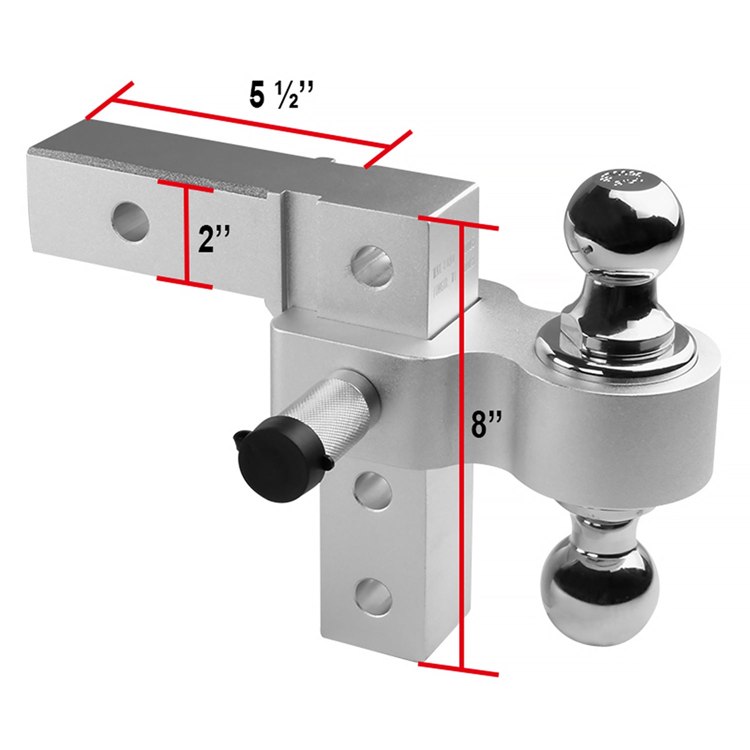 Universal Standard Aluminum 2" Adjustable Receiver Hitch Ball Mount 5000Lb